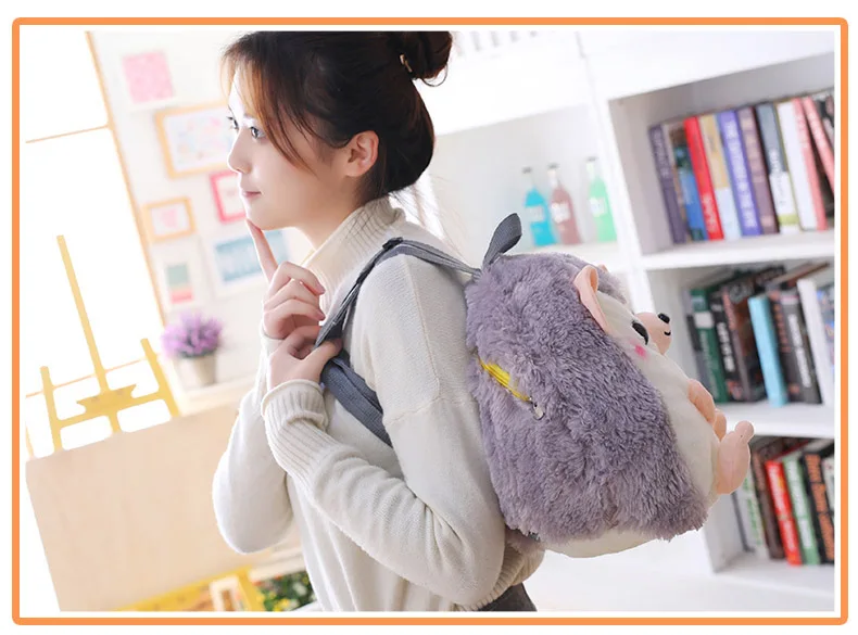Nooer Hedgehog Plush Backpack Hedgehog Soft Backpacks Doll Plush Shoulder Bag Birthday Children Kids Girls Gift