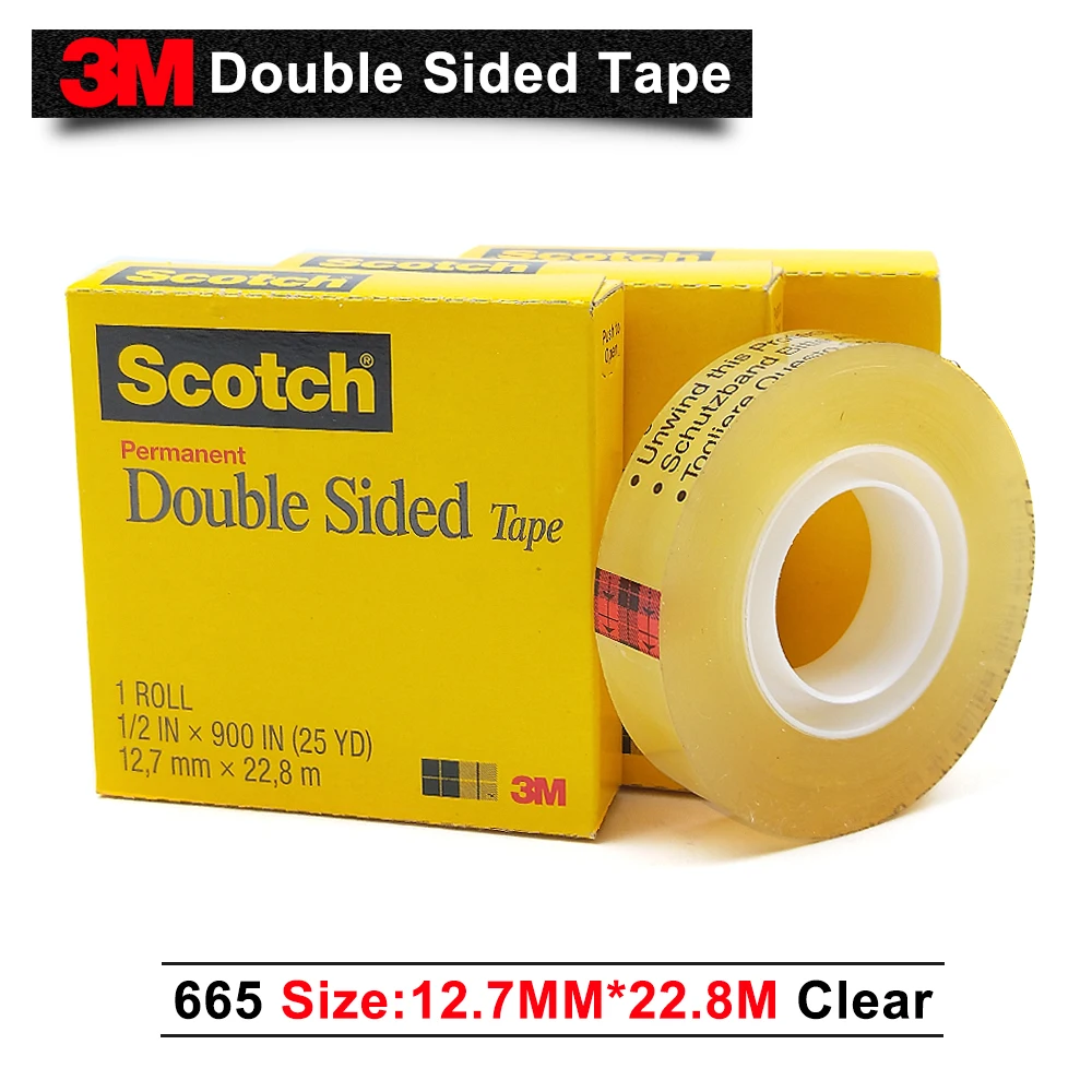 Лента скотч bopp 3m/3m 665 прозрачная Двухсторонняя клейкая 12 7 мм * 22 8 м 30 рулонов|3m scotch