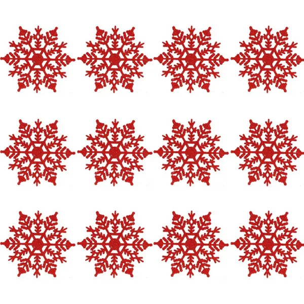 red Рождественское украшение 12 шт./лот, белая пластиковая Рождественская Снежинка, рождественское окно, Рождественская Снежинка - Цвет: red