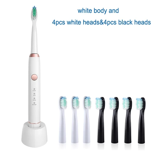 white body and 8head Sarmocare M100 электрическая ультра звуковая зубная щетка, звуковая зубная щетка es IPX7, водонепроницаемая сменная батарея, зубная щетка, зубные щетки - Цвет: white body and 8head