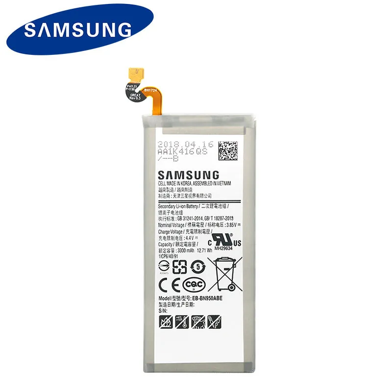 100% Оригинальный Новый samsung Note 8 Аккумулятор для N950 N950F N950U N950N EB BN950ABE 3300 мАч