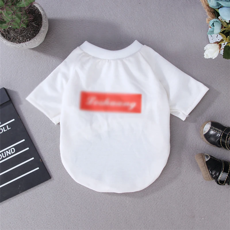 Small Dogs Cat T-shirt Puppy Pet Clothes Leisure Pitbull Poodle Summer Apparels White Black Colors Dog Shirt Size S-XXL | Дом и сад