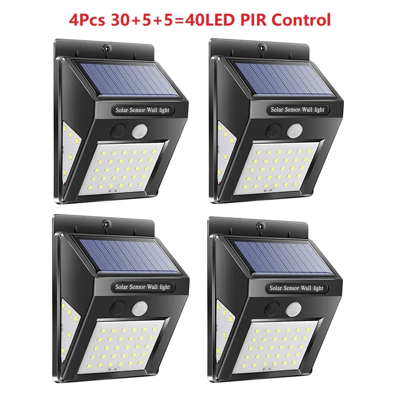 4PCS 40LED 3 светодиодных солнечных лестничных светильников из нержавеющей стали, уличный ночник, Прямая поставка - Испускаемый цвет: 4PCS 40LED