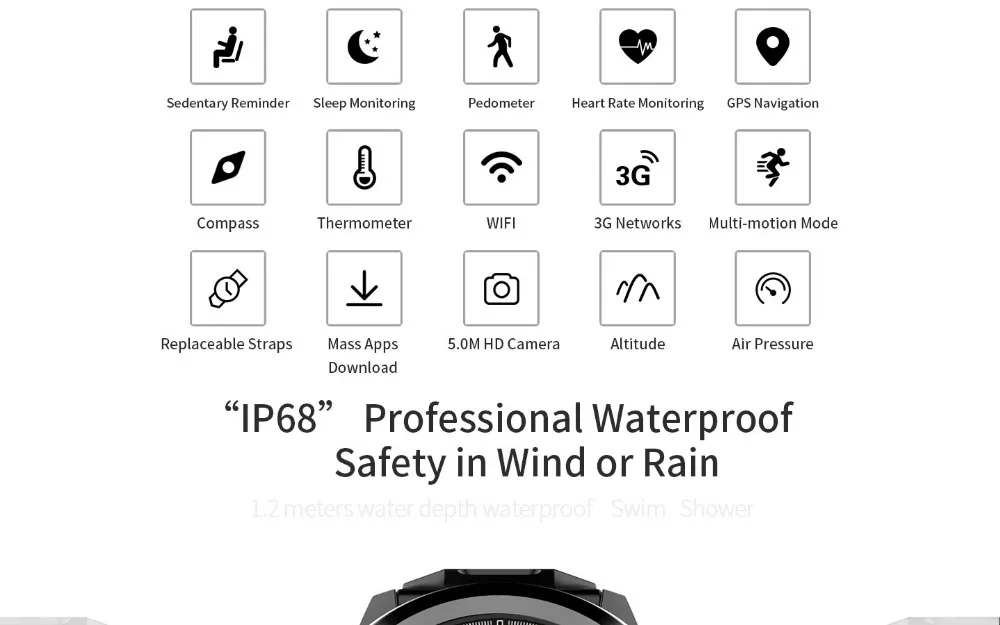 Умные часы для мужчин H1 умные часы IP68 Водонепроницаемый gps WiFi 3g MTK6572 4 ГБ/ПЗУ 512 МБ/ОЗУ спортивные носимые устройства для IOS Android