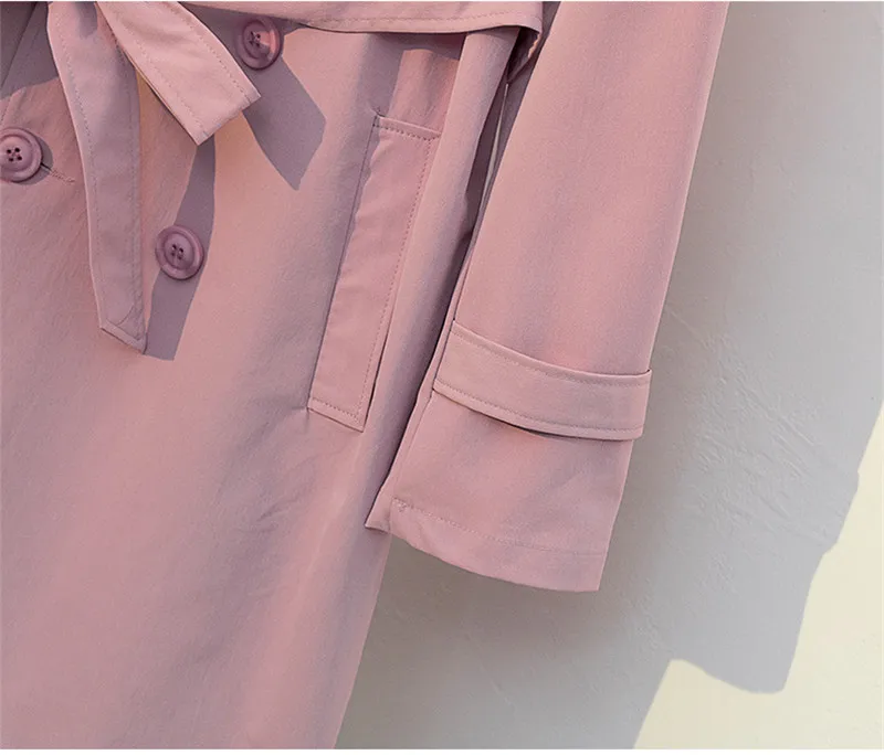Plus size 5XL Cotton Trench Coat Women Spring Autumn Solid color Double-breasted Long Windbreaker Casual Tops Female Trench