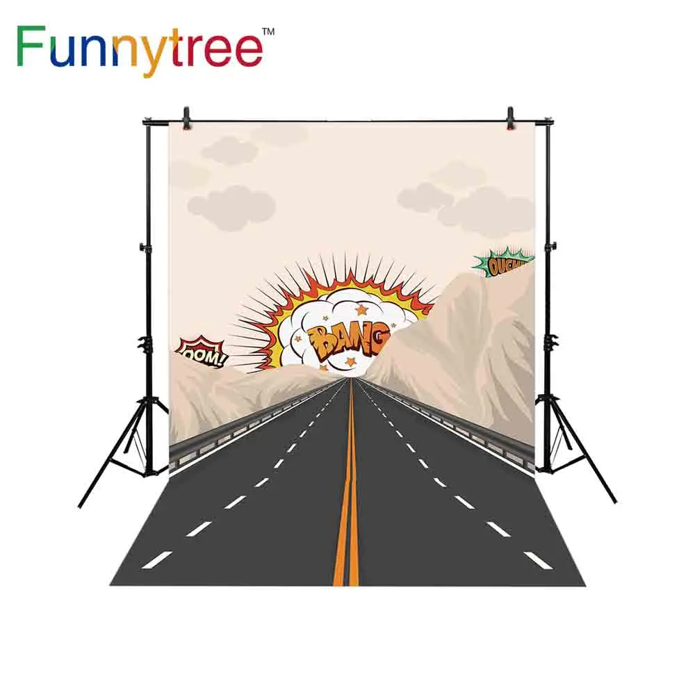 Фотофон Funnytree с супергероями для фотосъемки изображением взрыва шоссе Мутана