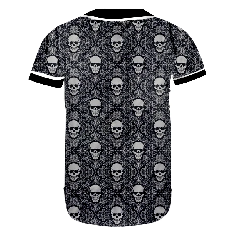

CJLM Man Free Shipping Baseball Shirt Street Style Men's Short Sleeve Tshirt 3D Printed Geometric Pattern Skulls T-shirt