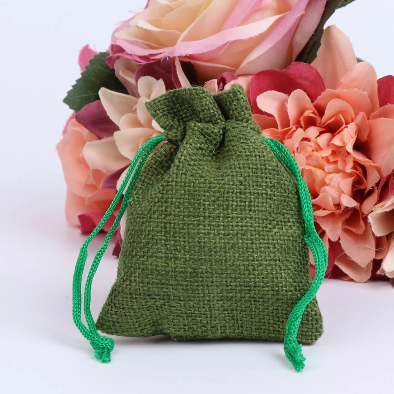 50 шт винтажный натуральный джут Hessian Drawstring мешок мешковины свадебный подарок мешок