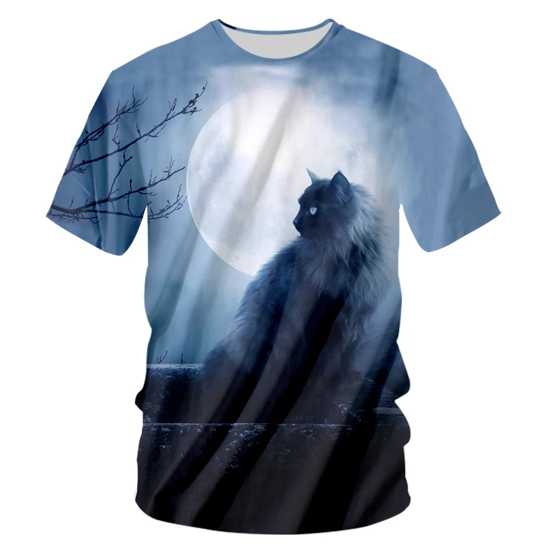 CJLM черная футболка с 3D принтом лунный свет новинка Camisa Masculina унисекс короткими