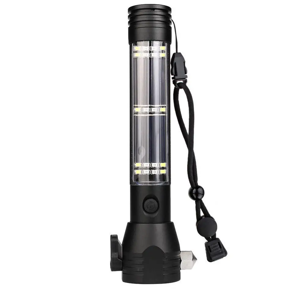 

Multi-Function Solar Power Flashlight Survival Hammer Tool USB Output Power Bank Torch JA55