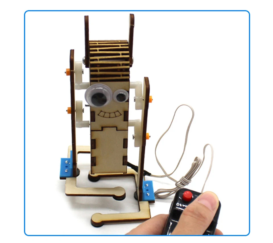 Wire Control Wooden Walking Robot DIY Physics Scientific Experiment Toy Assembled Materials Kits Model |