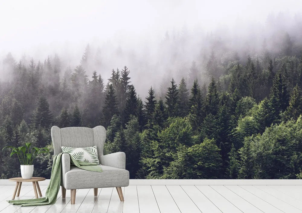 

[Self-Adhesive] 3D Fog Green Forest 6 Wall Paper mural Wall Print Decal Wall Murals