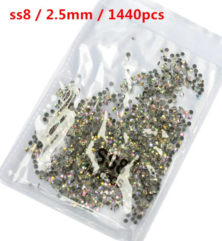 glue AB ss8 1440pcs 2019Newest~ 1440 шт./пакет ss3-ss8 Кристаллы Дизайн ногтей Стразы Украшения Стекло камни чистое Золотое Б ез исправлений стразы - Цвет: glue AB ss8 1440pcs