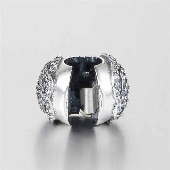 925-sterling-silver Pave CZ Mother's Day Rose Lock Clip Beads with AAA Cubic Zirconia Fits Pandora bracelets DIY Jewelry Making |