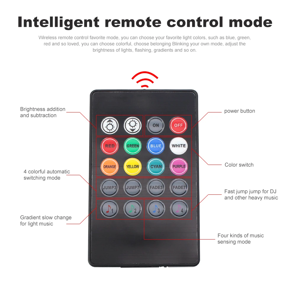 Окружающий свет автомобиля RGB атмосферные огни 8 цветов DIY светодиодные полосы