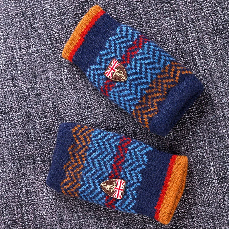 REALBY зимние перчатки мужские без пальцев эластичные трикотажные Luvas inverno теплые