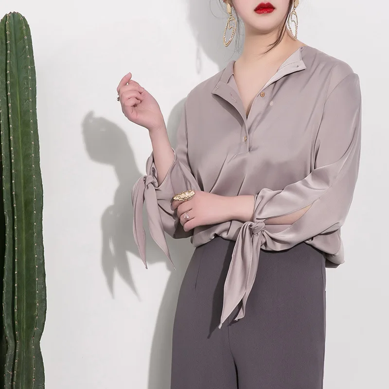 2017 Новая мода Весна женщины Нерегулярные рукава Шифон рубашки 3D Бабочка