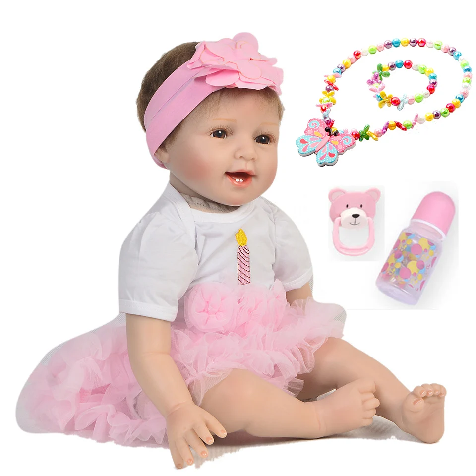 

Bebes Reborn Doll 55CM soft Body Silicone Doll Girl Toy Lifelike Newborn Princess Christmas Cute Baby Gift For Children