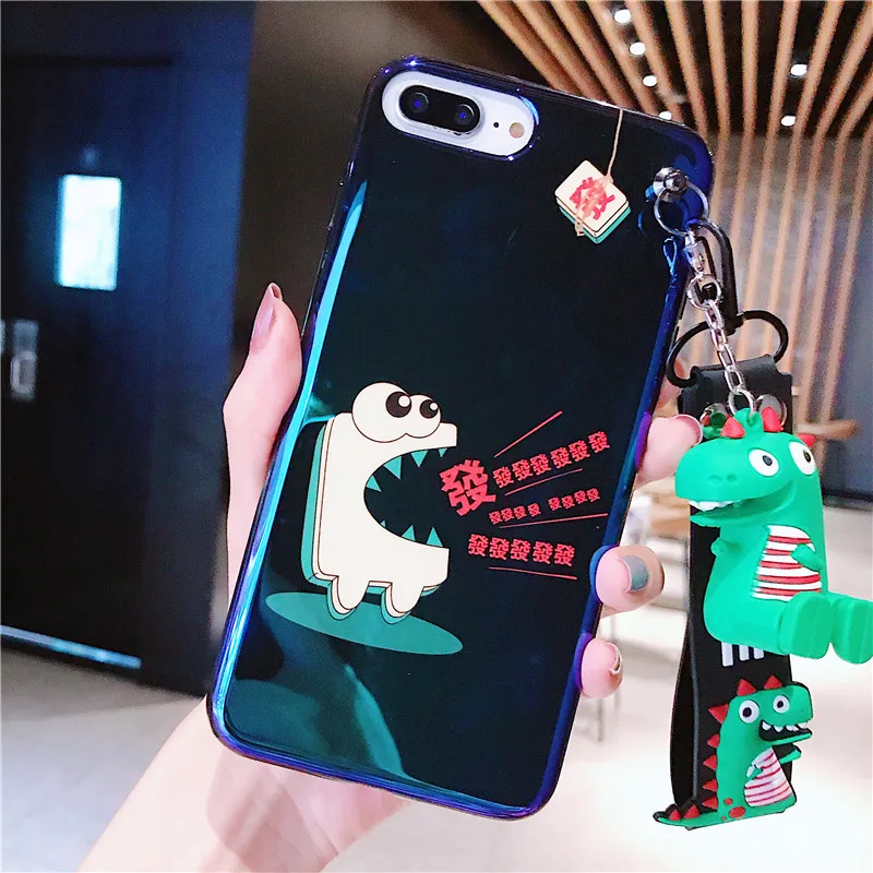 Для iphone XS Max с мультипликационным принтом с Винни-пухом для чехол для телефона, милый чехол с изображением чудовищ для iphone X XS XR 6 7 8 плюс Чехол+ игрушка помпоном+ ремень