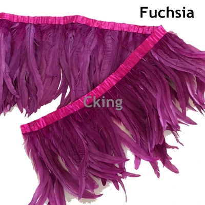 fushsia Прямая с фабрики 35-40 см 14-16 дюймов Окрашенный черный петух/с перьями из хвоста петуха бахрома/отделка для юбки свадебные украшения - Цвет: fushsia