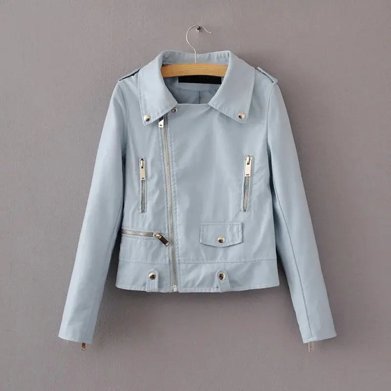 Fitaylor Новая женская куртка из искусственной кожи тонкий короткий дизайн панк