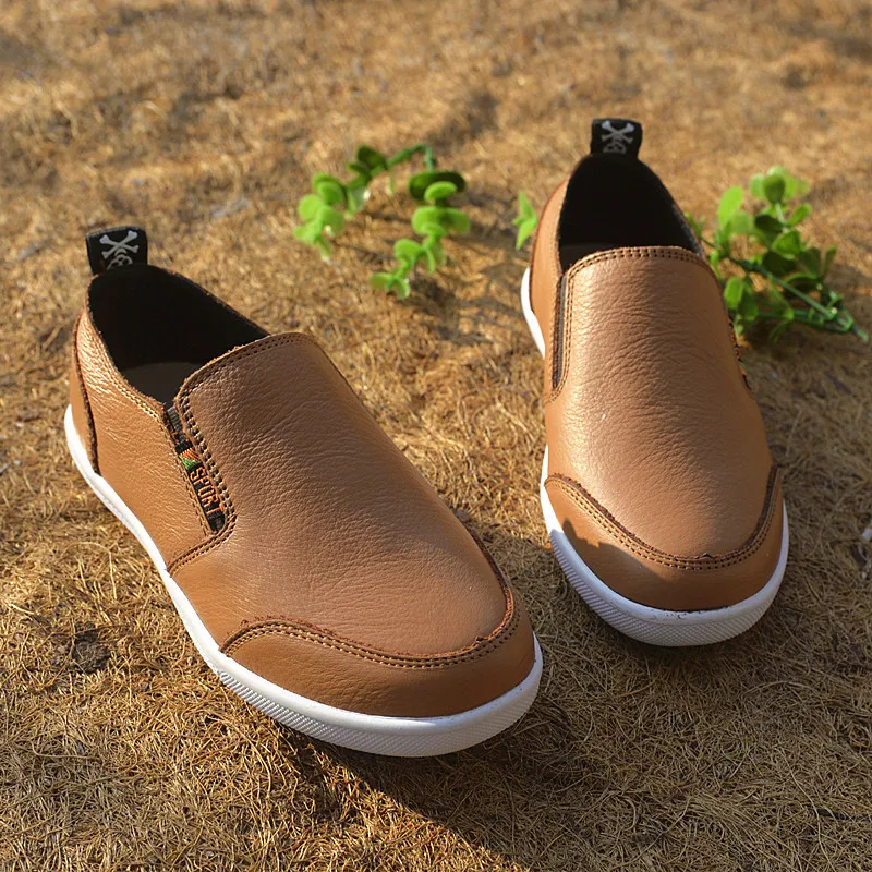 Коровьей детская обувь вулканизированной Пояса из натуральной кожи Обувь для
