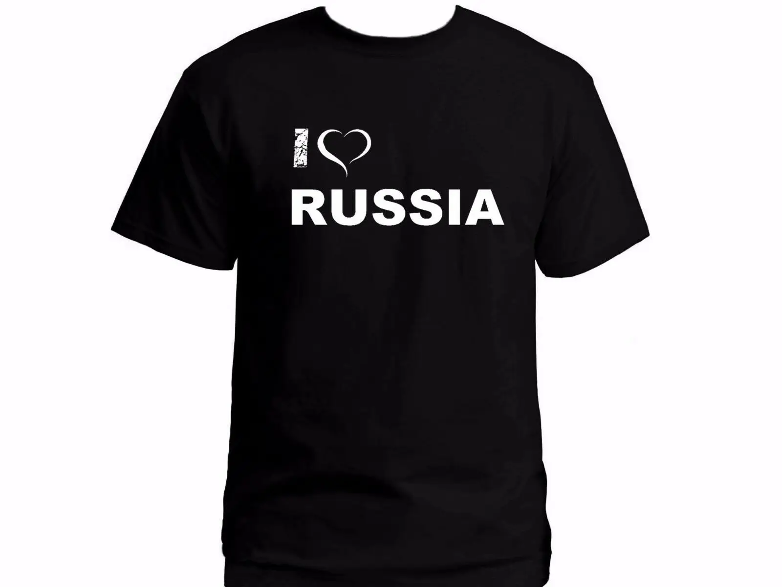 Мужская черная футболка из 100% хлопка с надписью I Love Heart России одежда