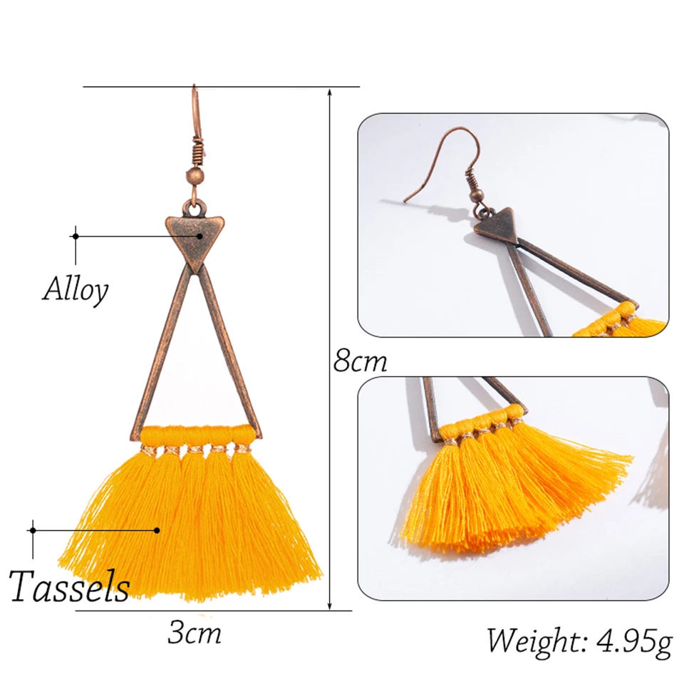 Anitque треугольника на платформе в богемном стиле длинные висячие серьги с