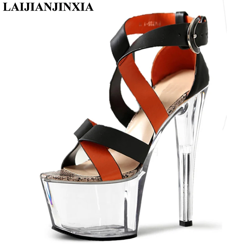LAIJIANJINXIA Sexy 17cm Thin High Heels Women Pole Dance Shoes Night Club Party Dancing Platform Ultra Sandals | Спорт и развлечения