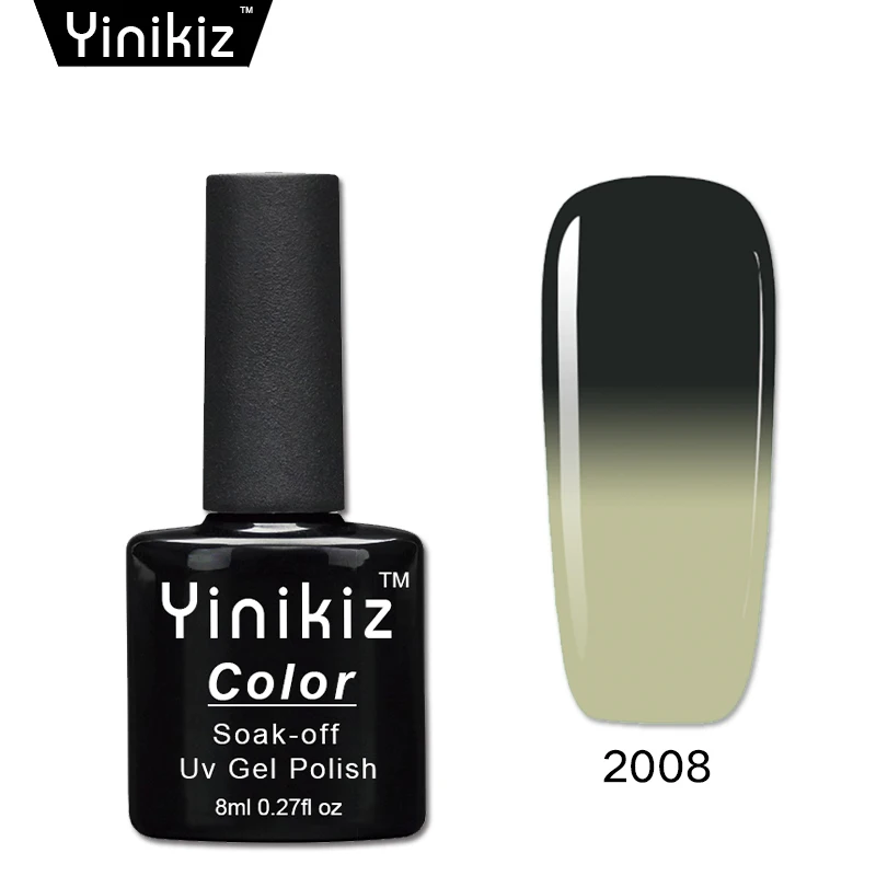2008 Yinikiz темно-серая серия гель лак изменение температуры Гель-лак для ногтей замочить от цветной Led хамелеон - Цвет: 2008