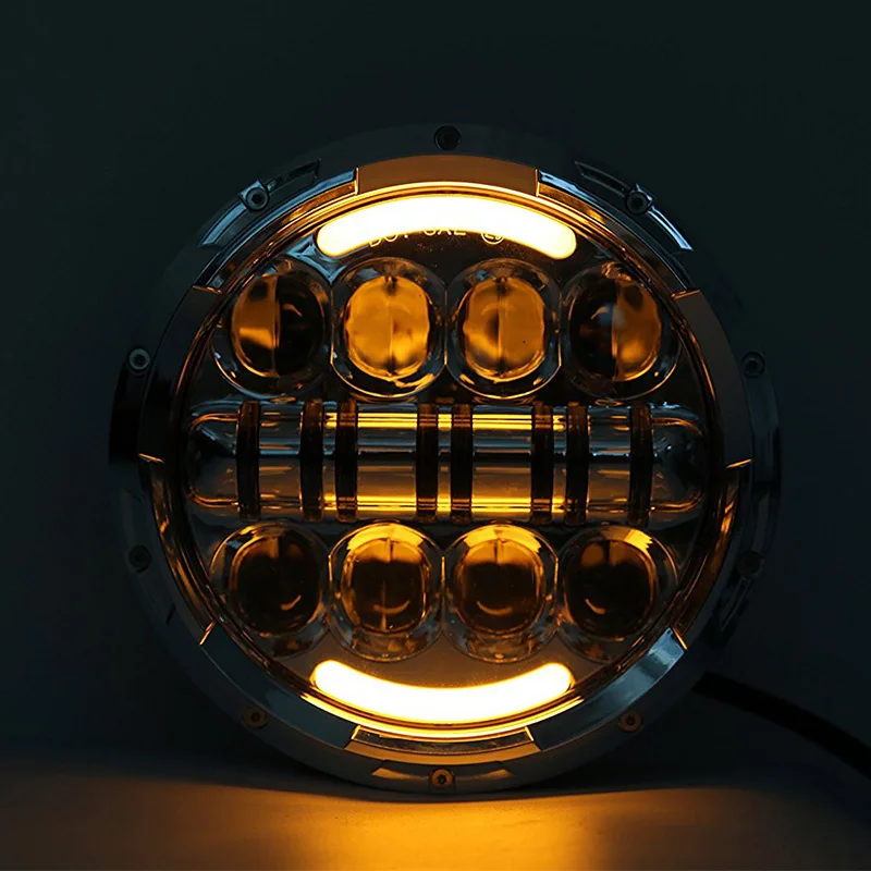 Мотоцикл Запчасти Новейшая Высокая мощность хром 7 дюймов 80 Вт светодиодные фары H4 высокий низкий луч для Harley-мотоцикл