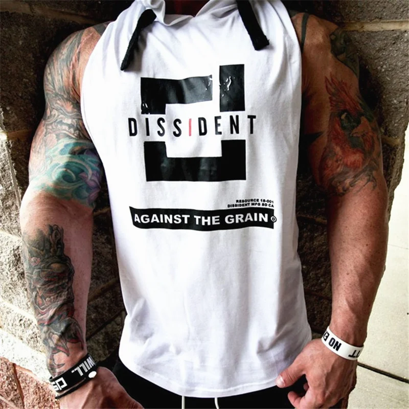 Men Tank Tops Gyms Clothing Fitness Sleeveless hoodies Vests Cotton Singlets Muscle Men Joggers vest Bodybuilding Clothing