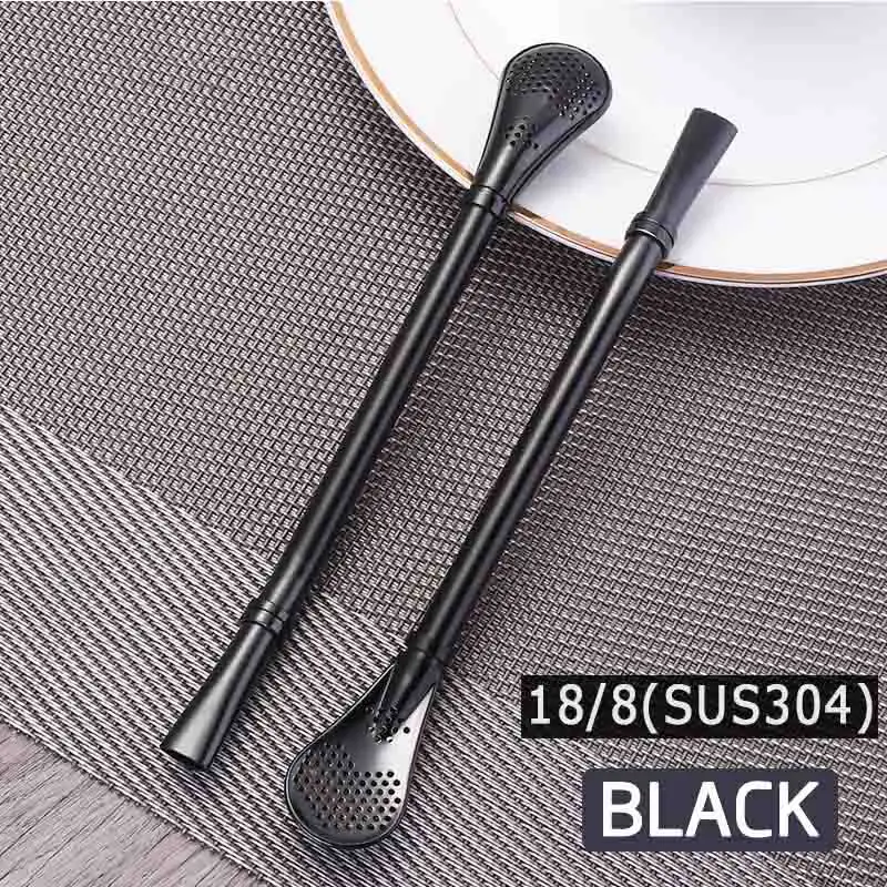 Black-10pcs Buyer Star Cocktail Bombilla металлические соломинки из нержавеющей стали 18/10 Yerba mate набор для фильтрации осадков напитков соломы для тыквы - Цвет: Black-10pcs