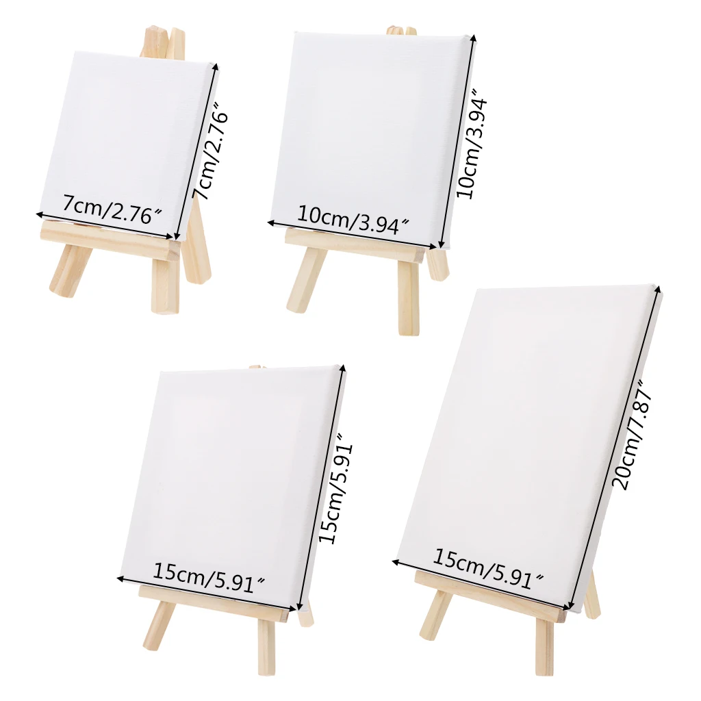Mini Canvas And Natural Wood Easel Set For Art Painting Drawing Craft Wedding Supply