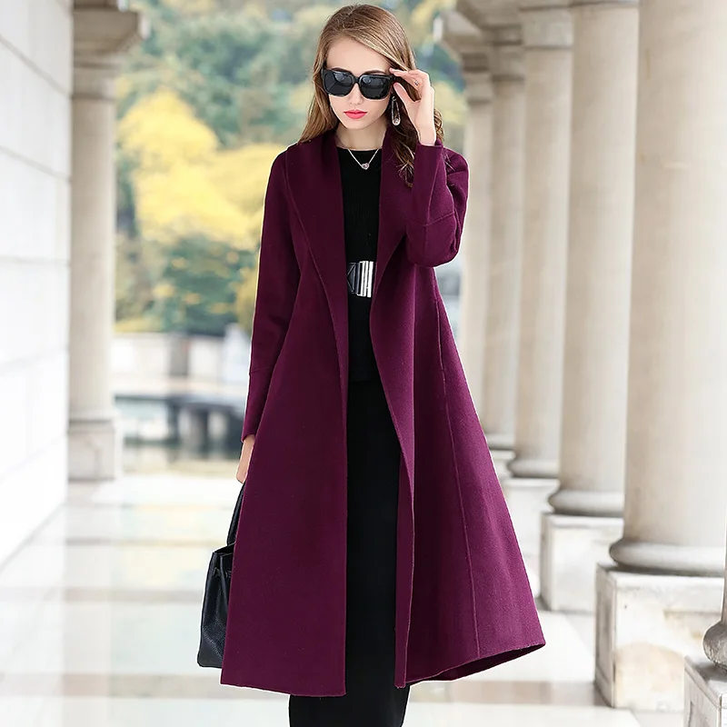 

2019 Autumn Winter Long Woolen Coats Real Wool Coat Female Jacket Fashion Slim Jacket Women PP110