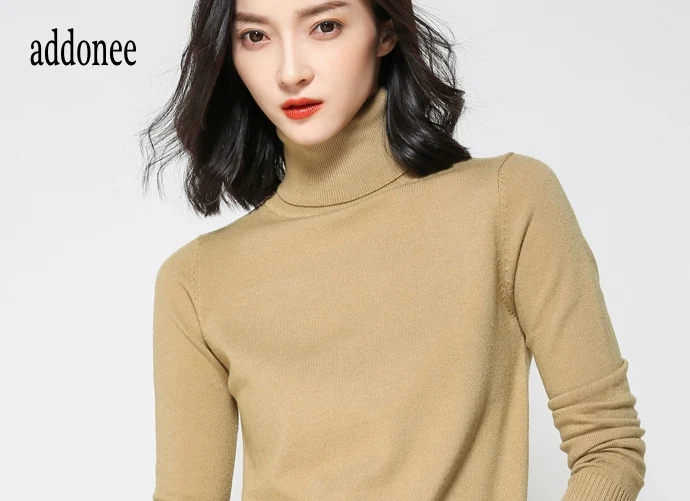 2018 New Style High Quality Autumn Spring Women Cashmere Wool Sweater Pullovers Warm Solid Turtleneck Fashion Casual Wild Thick | Женская