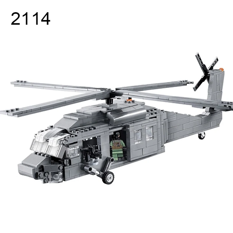 Decool 2114 UH-60 черный ястреб коммандус вертолет Шэн Юань строительный блок Дети DIY Кирпичи игрушки для детей