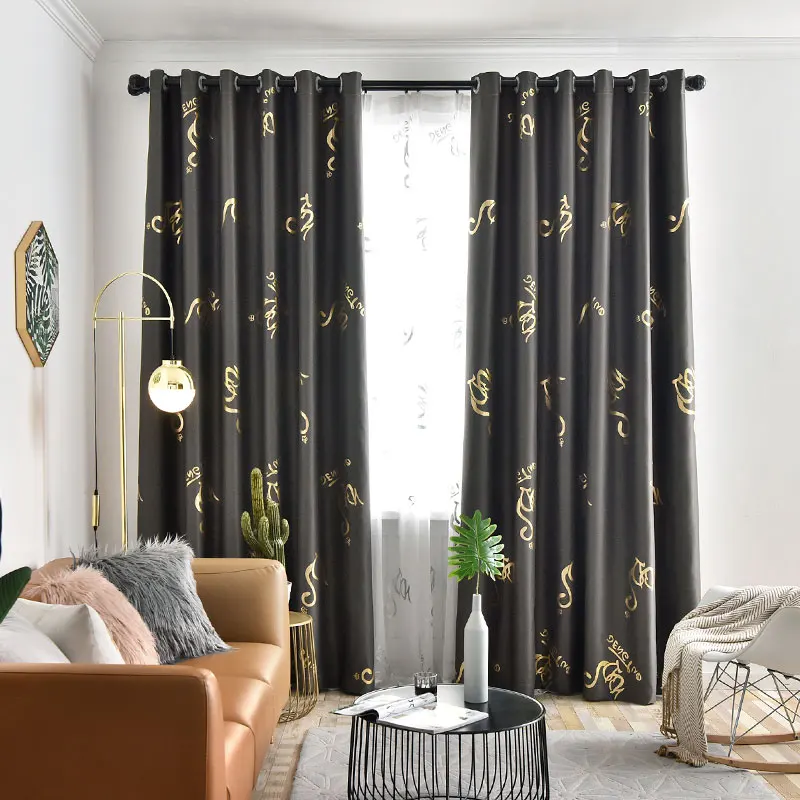 Dark gray curtains Современная роскошная затемненная занавеска s для гостиной, дома, интерьера, окна, спальни, занавеска, готовая, горячая штамповка, обработанная тканевая панель - Цвет: Dark gray curtains