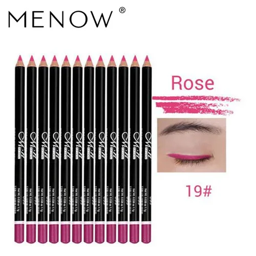 19 Rose Eyeliner MENOW подводка для глаз, макияж, 12 цветов, карандаш для глаз, водостойкие тени для бровей, тени для век, подводка для глаз, помада, косметика, макияж для глаз, горячая распродажа - Цвет: 19 Rose Eyeliner