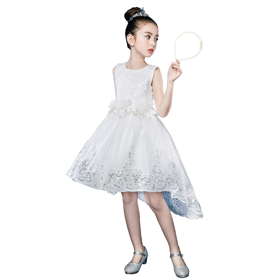 Принцессы IBEAUTY белый Кружева блесток нарядное платье для девочек с цветочным
