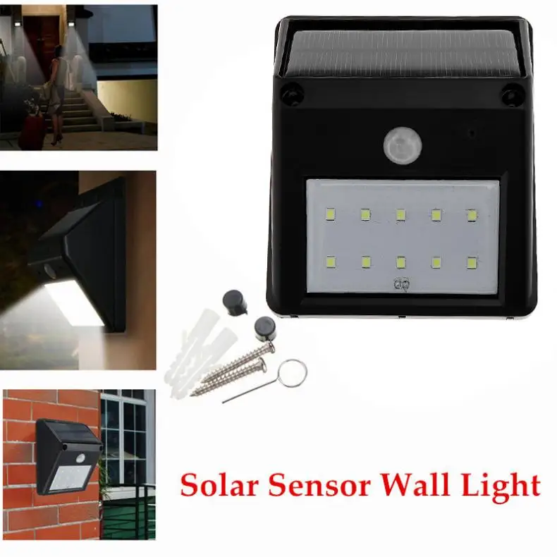 10 LED настенный светильник на солнечных батареях датчик движения домашний садовый