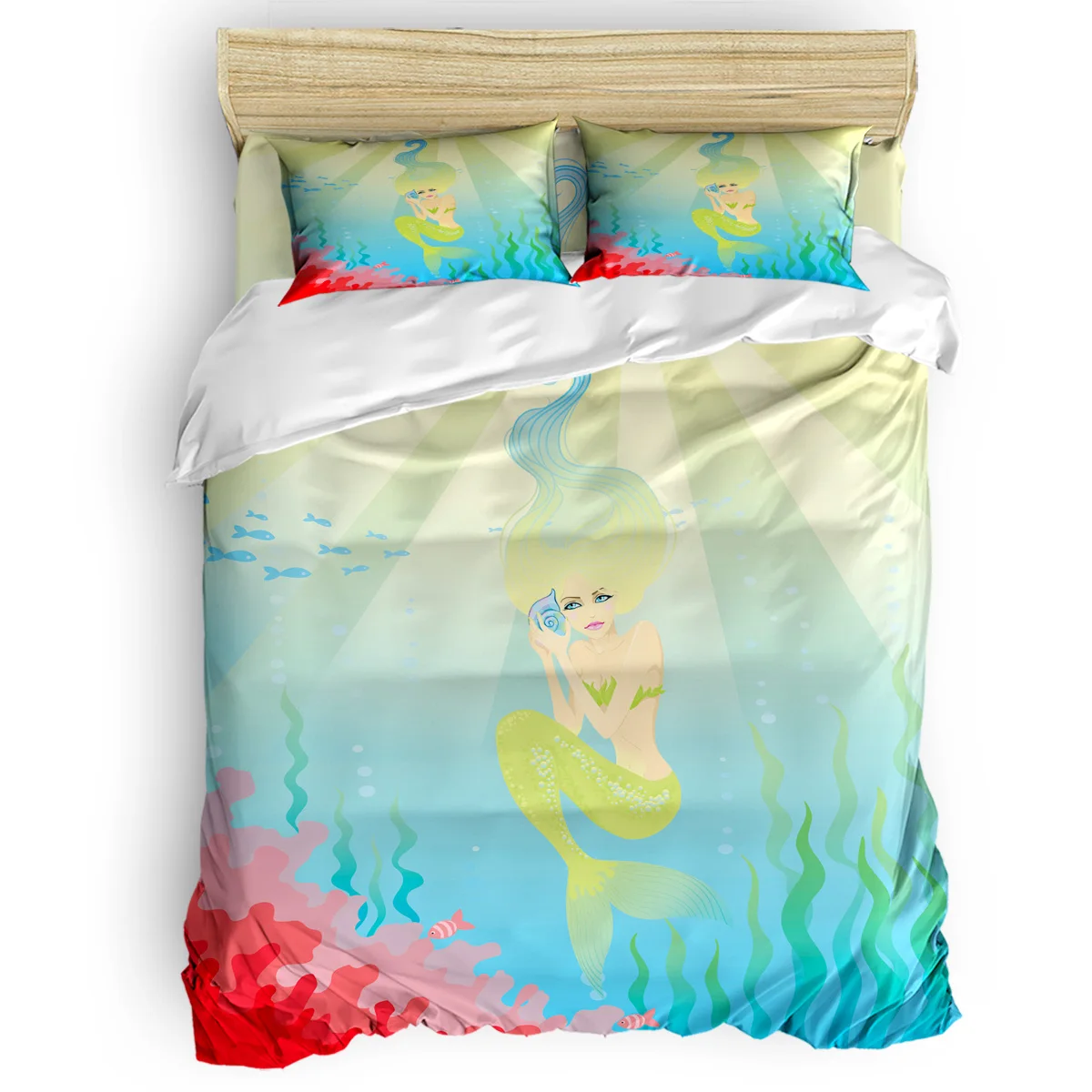 Мультфильм Русалочка 3 шт постельных принадлежностей набор s тканный одеяло ed из