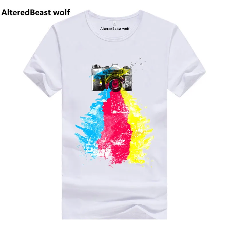 Новинка 2017 летняя разноцветная футболка с дизайном камеры мужские