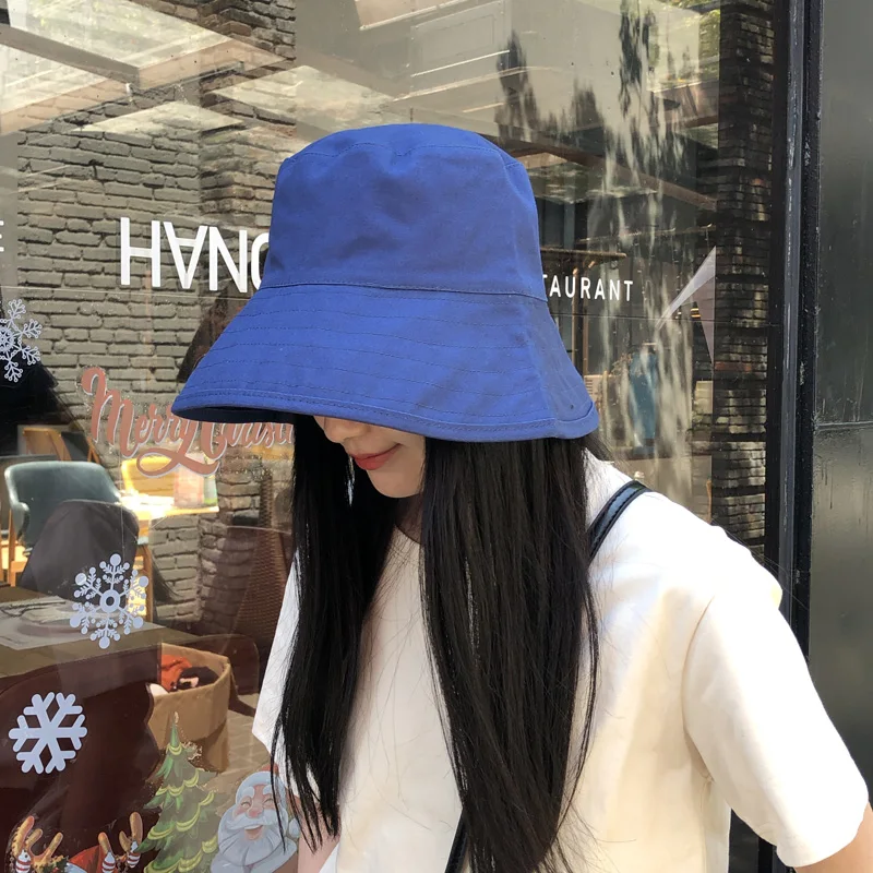 Pure-color Fisherman's Hats Women Spring Summer Sunshade Basin Hat Female Fashion Cotton Sun Protection Cap Lady Caps H230