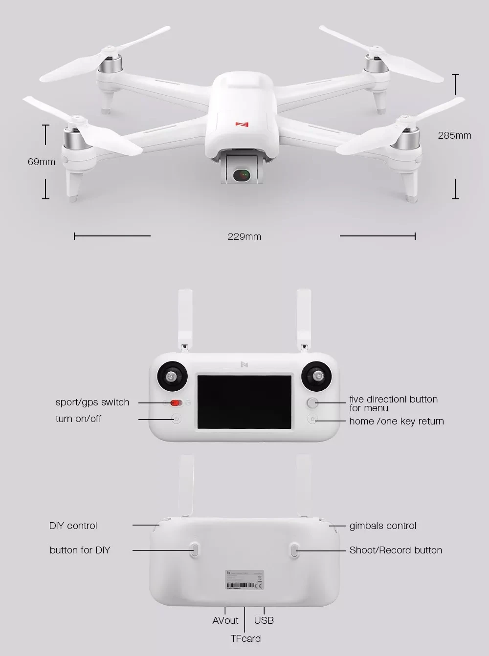 FIMI A3 5,8G 1 км FPV с 2-Aixs Gimbal 1080P камерой два аккумулятора gps RC Дрон Квадрокоптер RTF