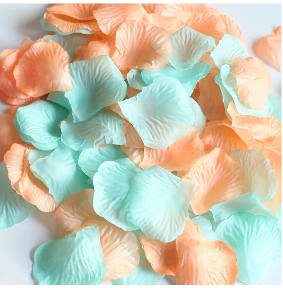 600 крутые Мятные и персиковые шелковые лепестки роз Свадебные цветы для