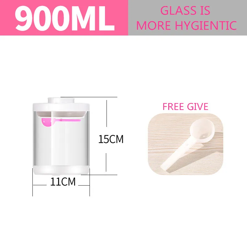900ml Airtight Food Glass Storage Box with Acrylic Spoon for Use Storing Cookies Sugar Flour Spices and Other Foods - Цвет: 900ml