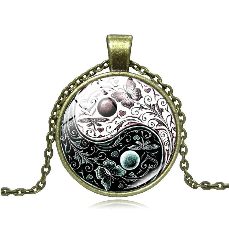 XUSHUI XJ винтажное ювелирное изделие Инь Ян кулон в виде бабочки ожерелье тайцзи