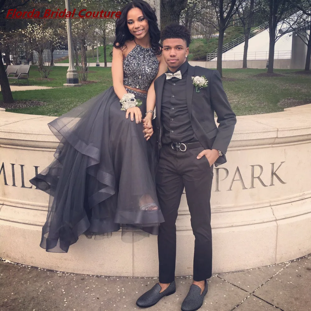 2017 Серый Бальное платье Тюль Африканский Черный Девушка Пром Платья