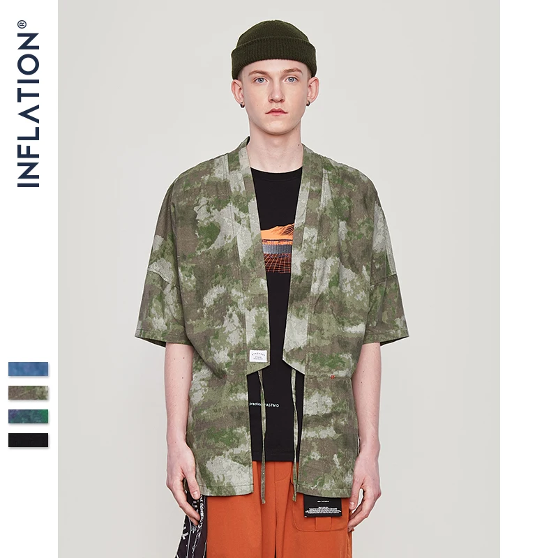 INFLATION Мужская одежда кимоно японская рубашка новая мода уличная дизайнерская